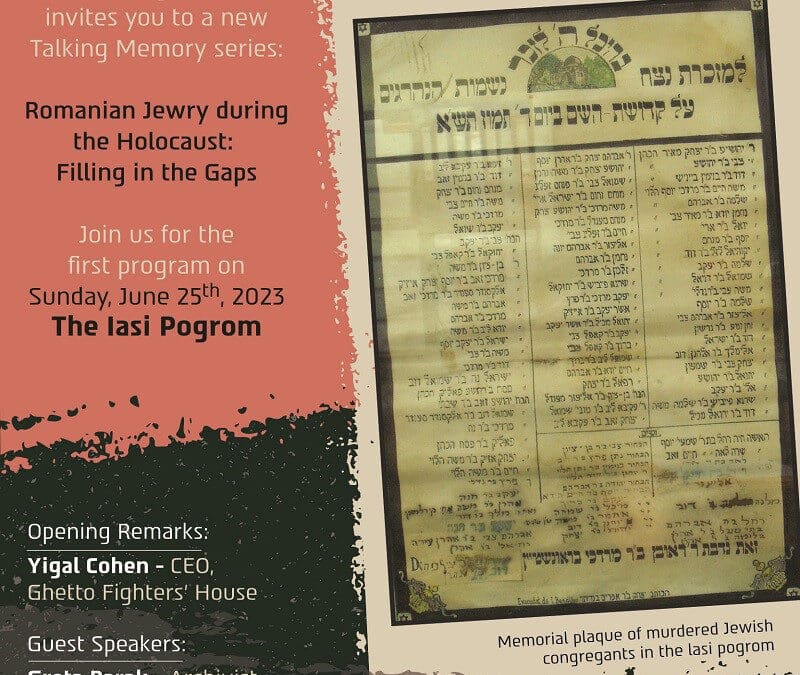 Romanian Jewry During the Holocaust: Filling in the Gaps, presented by Ghetto Fighters’ House Museum