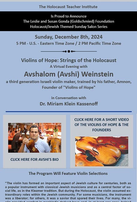 Violins of Hope: Strings of the Holocaust, A Virtual Evening with Avshalom (Avshi) Weinstein